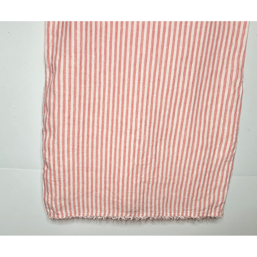Midi Cabana Linen Shift Dress L Stripe Fringe Sleeveless Coastal Cruise Resort - Picture 6 of 11